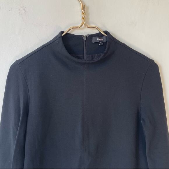 Theory Gracila Black Twill mock neck White Layered Top M - Picture 5 of 9